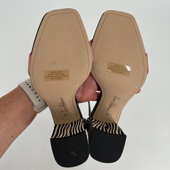 SAM EDELMAN Daniella Zebra Print Calf Hair Pink Barbie Block Heel 8.5 Sandals - Picture 7 of 9